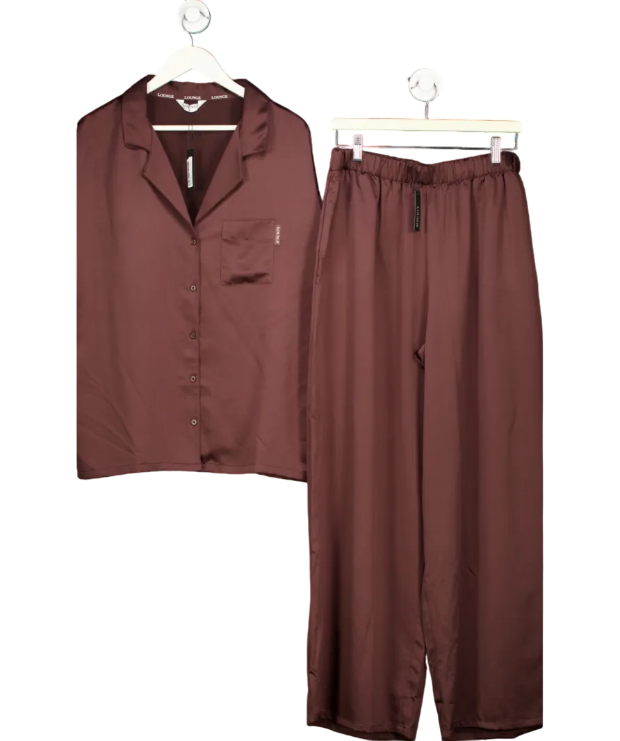 Lounge Underwear Brown Satin Pyjama Set UK L