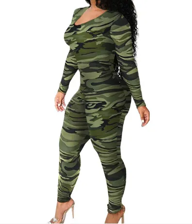 Low-Cut Tethered Skinny Printed Wholesale Women Jumpsuit