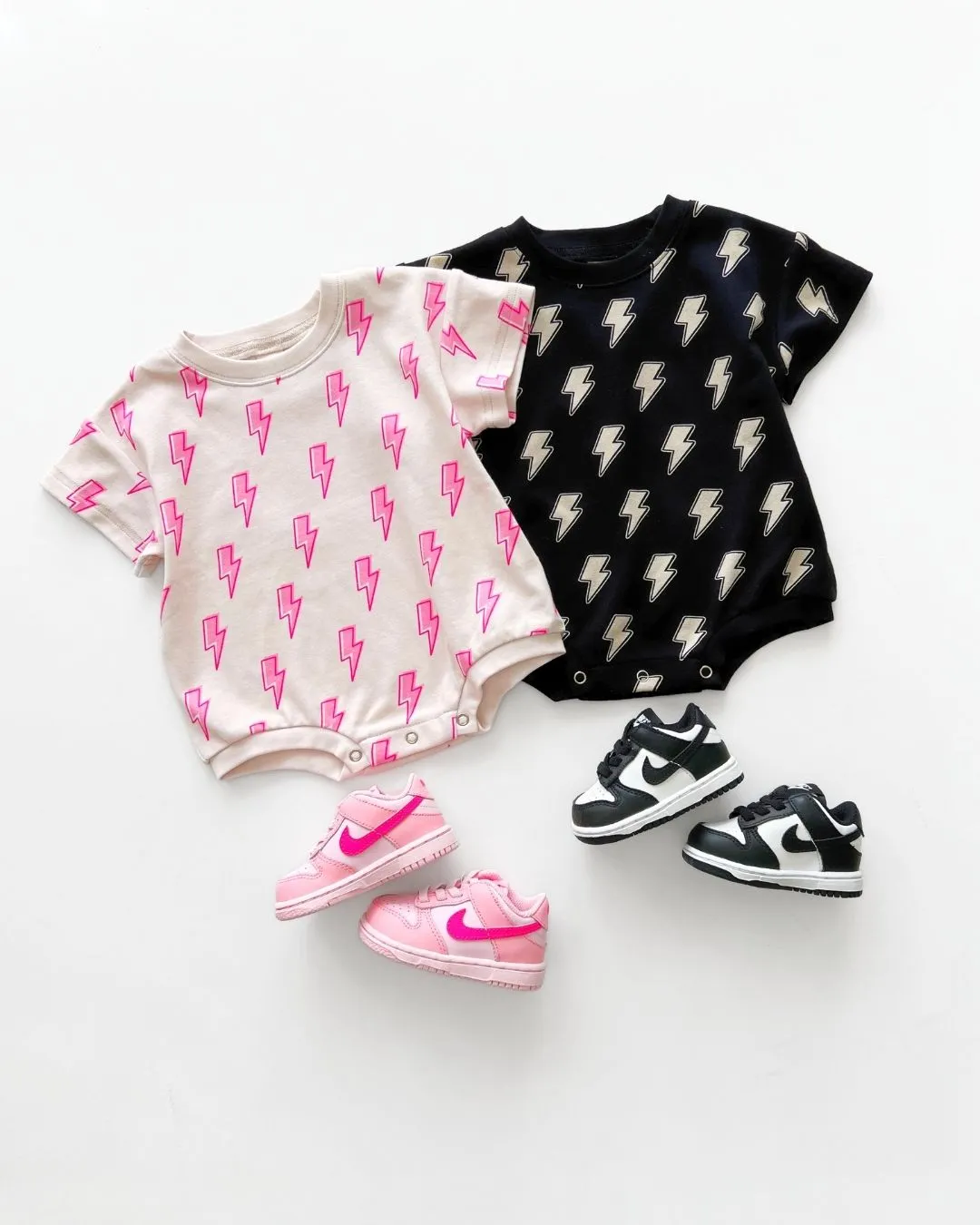 LPK Short Sleeve Bubble Romper - Black Bolts
