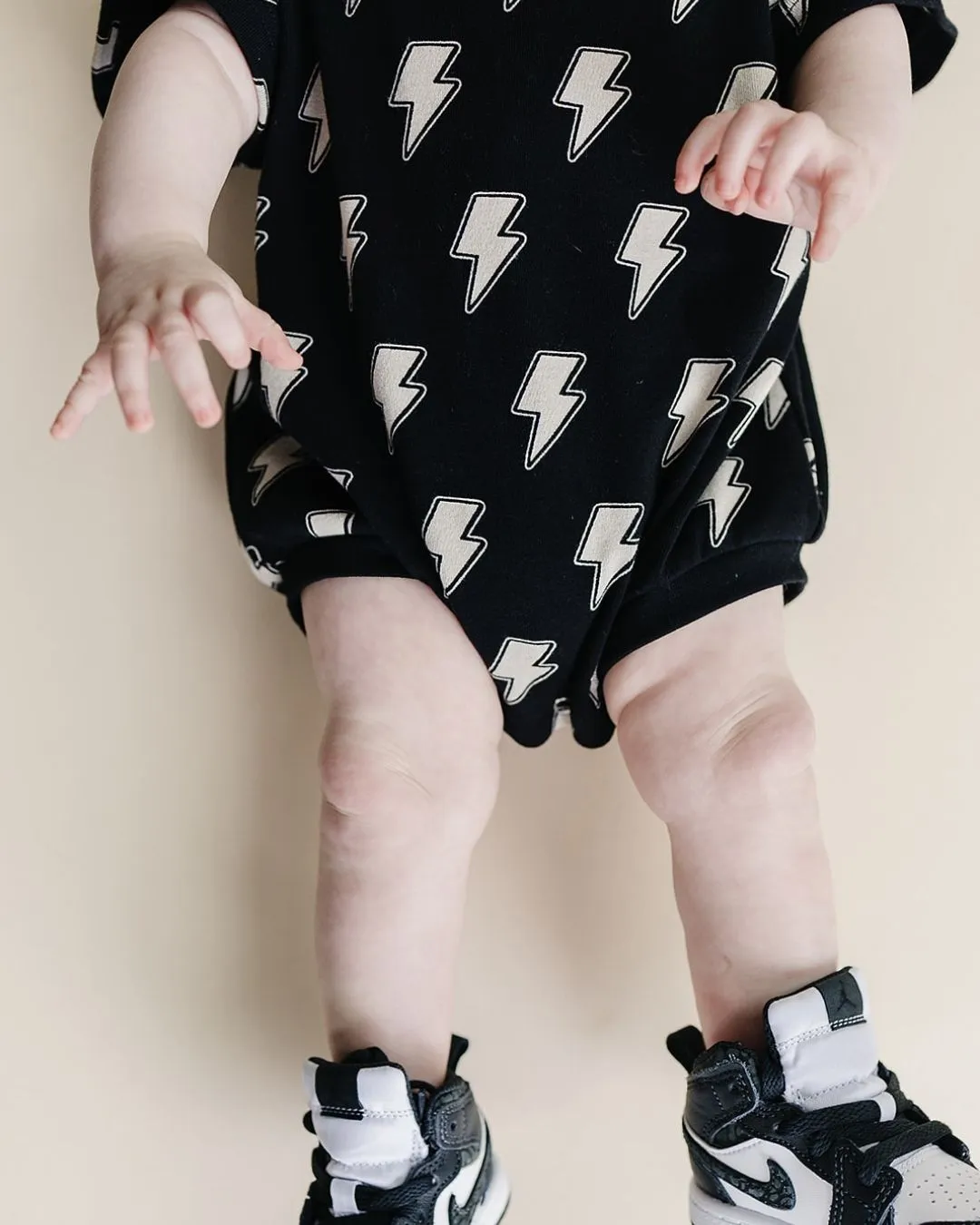 LPK Short Sleeve Bubble Romper - Black Bolts