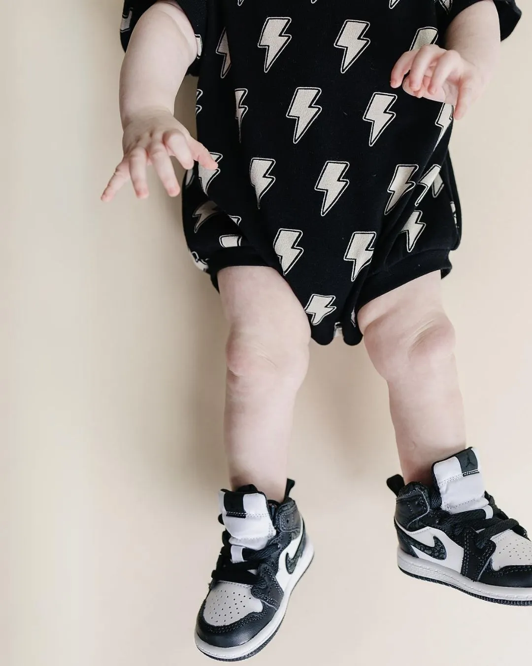 LPK Short Sleeve Bubble Romper - Black Bolts
