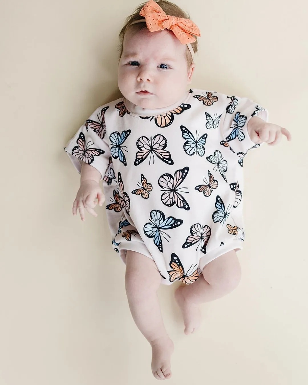 LPK Short Sleeve Bubble Romper - Butterflies