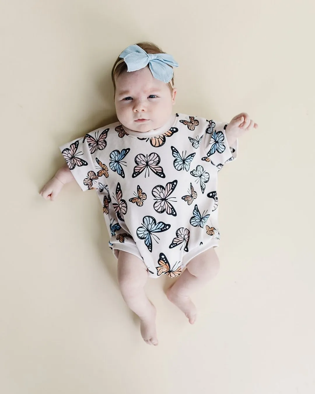 LPK Short Sleeve Bubble Romper - Butterflies