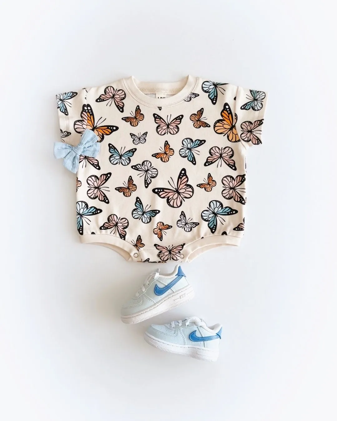 LPK Short Sleeve Bubble Romper - Butterflies