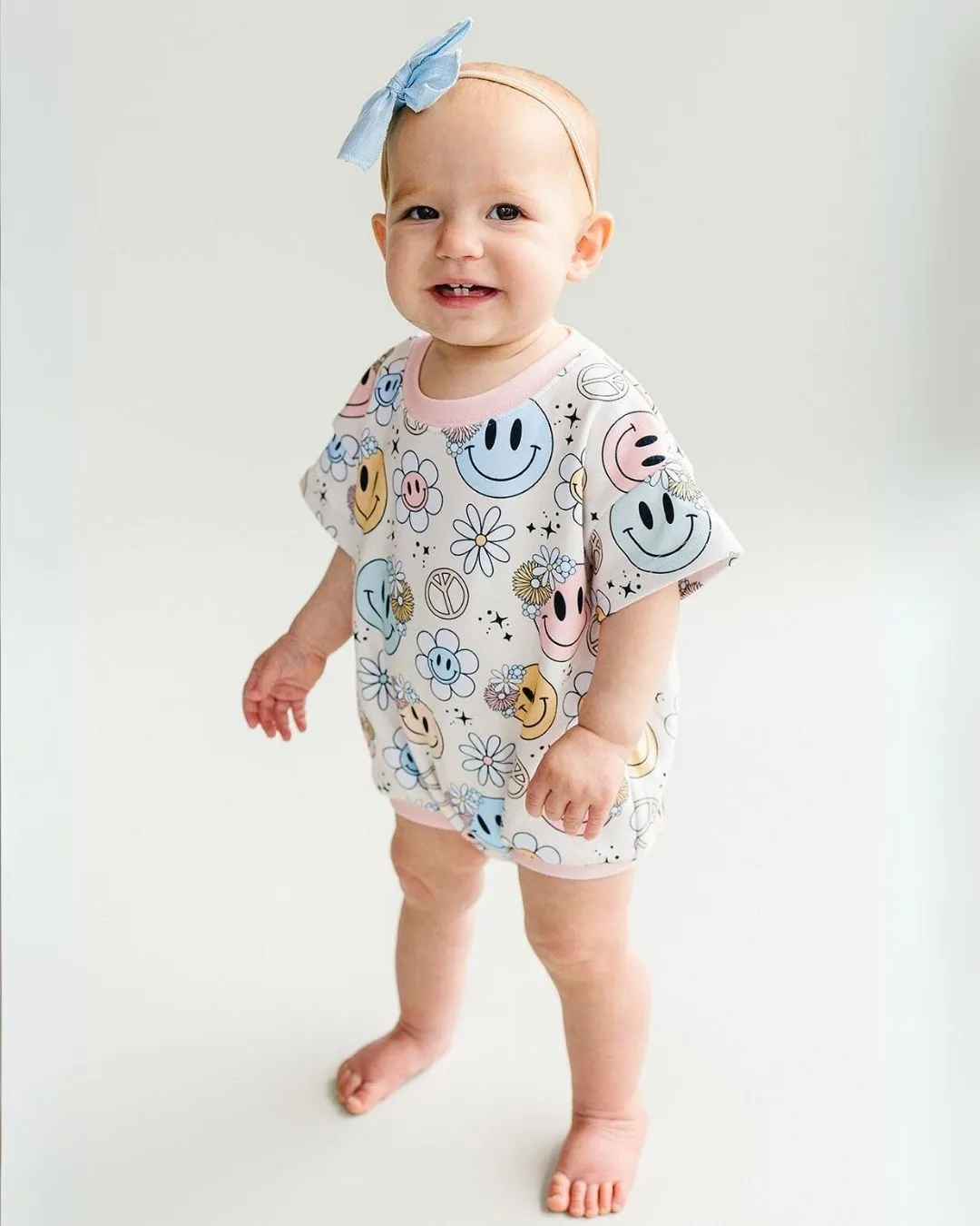 LPK Short Sleeve Bubble Romper - Groovy Girl