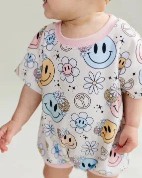 LPK Short Sleeve Bubble Romper - Groovy Girl