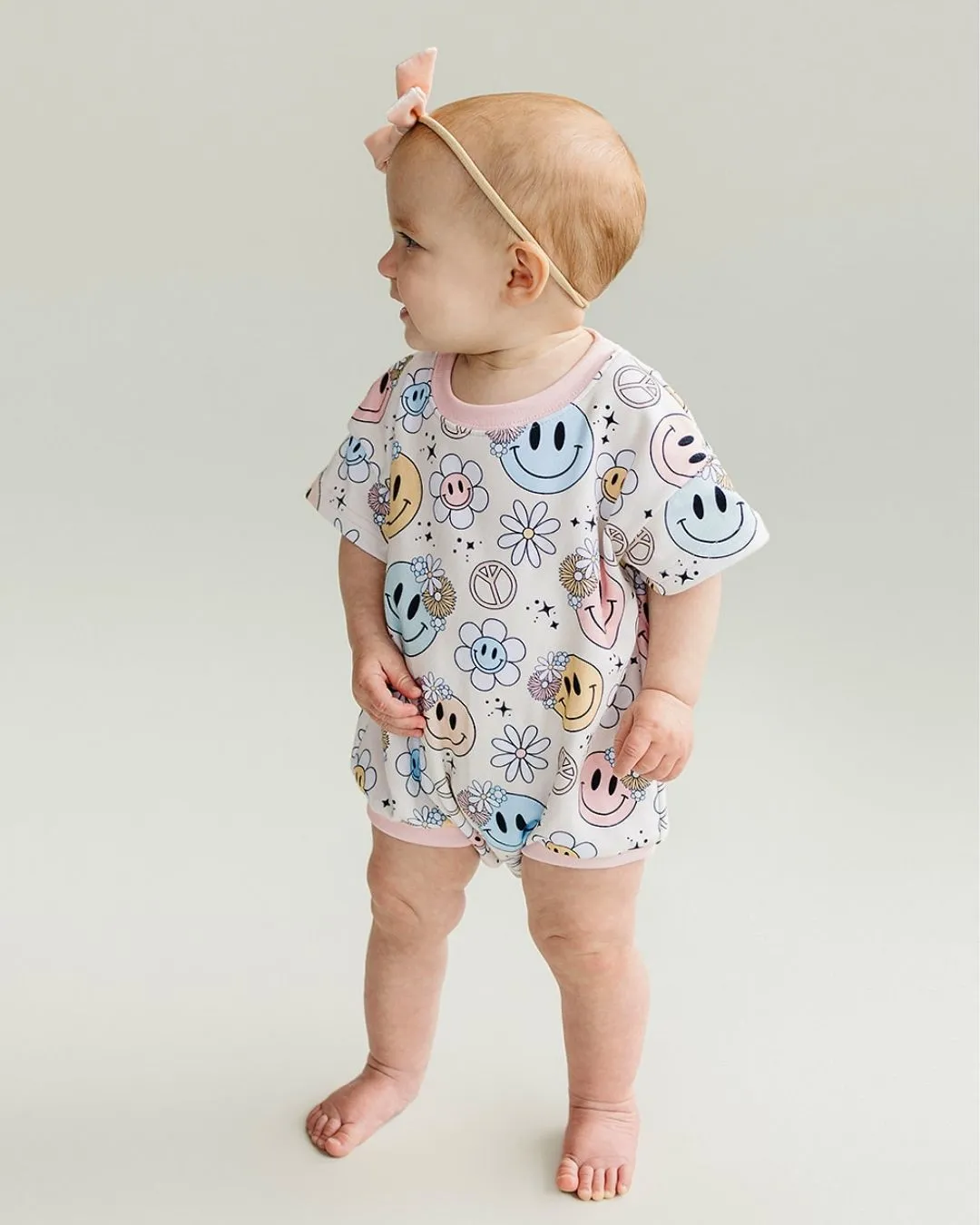 LPK Short Sleeve Bubble Romper - Groovy Girl
