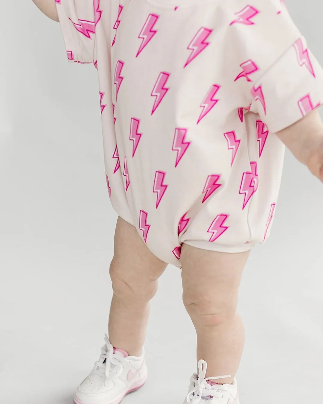 LPK Short Sleeve Bubble Romper - Pink Bolts