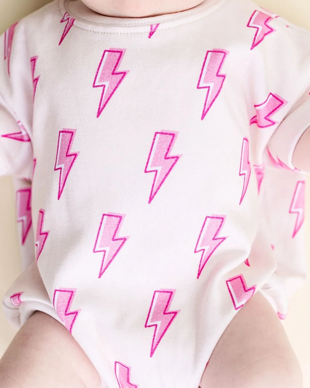 LPK Short Sleeve Bubble Romper - Pink Bolts