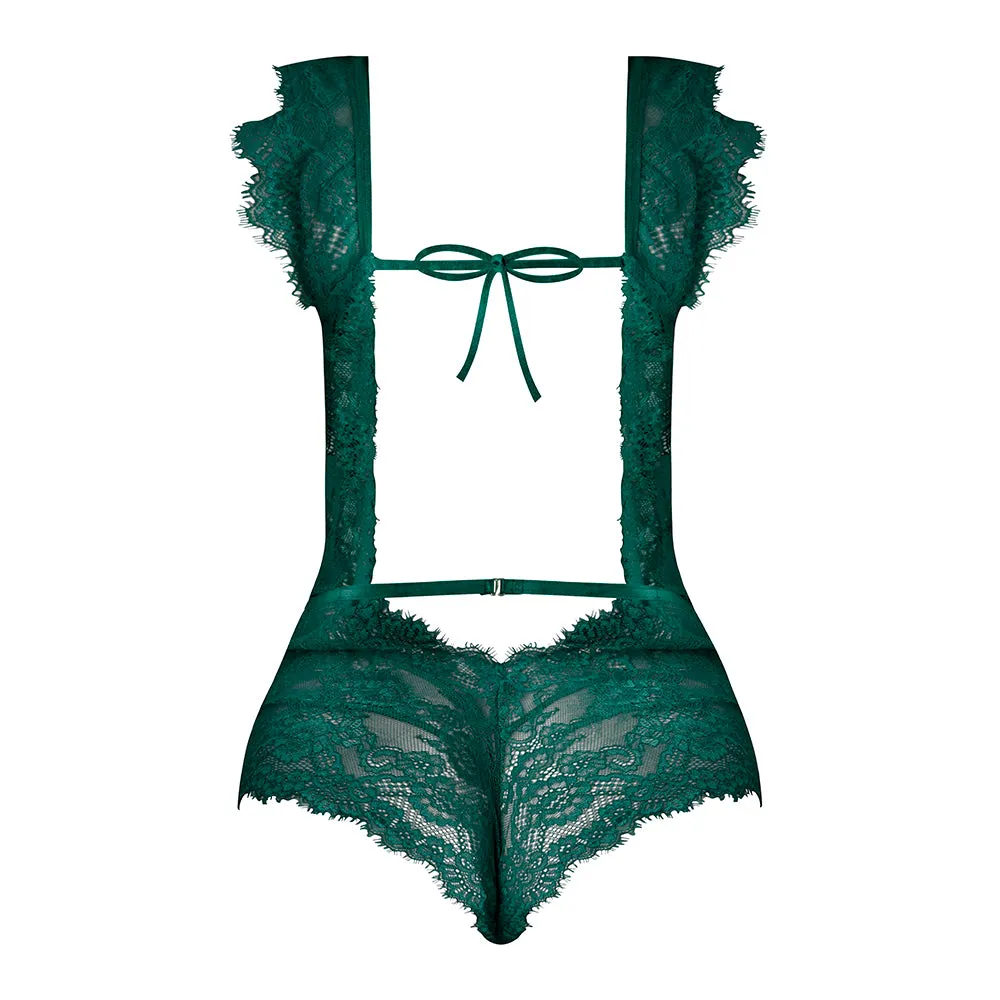 Magic Silk Evermore Cutout Romper Emerald S/M
