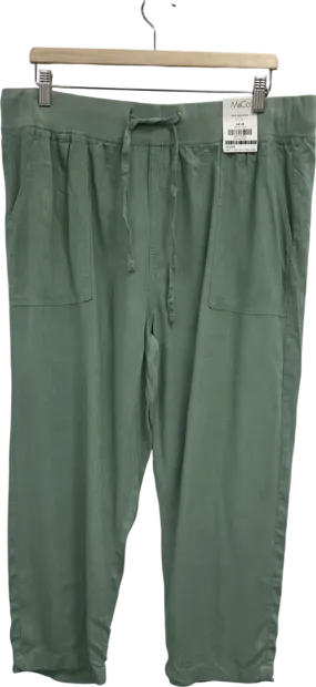 M&Co Green Linen Cropped Joggers UK 16
