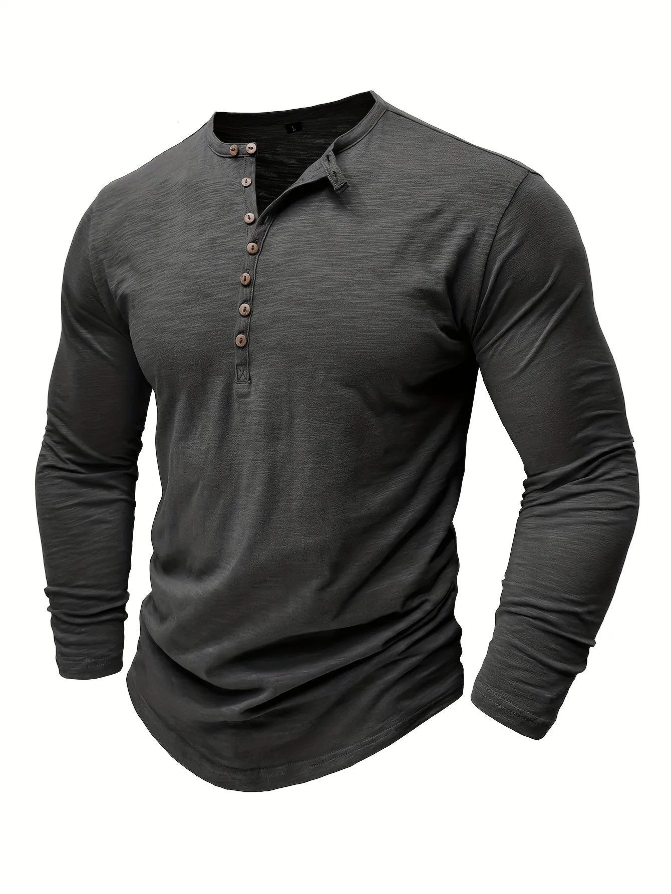 ManWarm - Heren Lange Mouw Casual Henley Shirt met Knopdetail