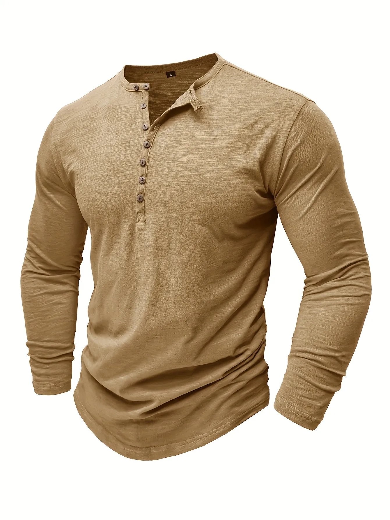 ManWarm - Heren Lange Mouw Casual Henley Shirt met Knopdetail