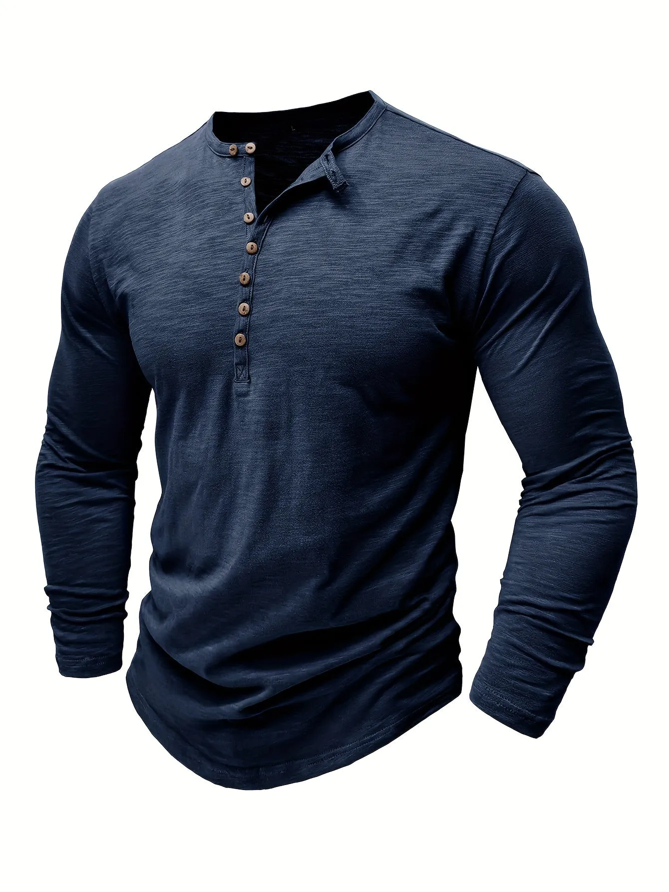 ManWarm - Heren Lange Mouw Casual Henley Shirt met Knopdetail