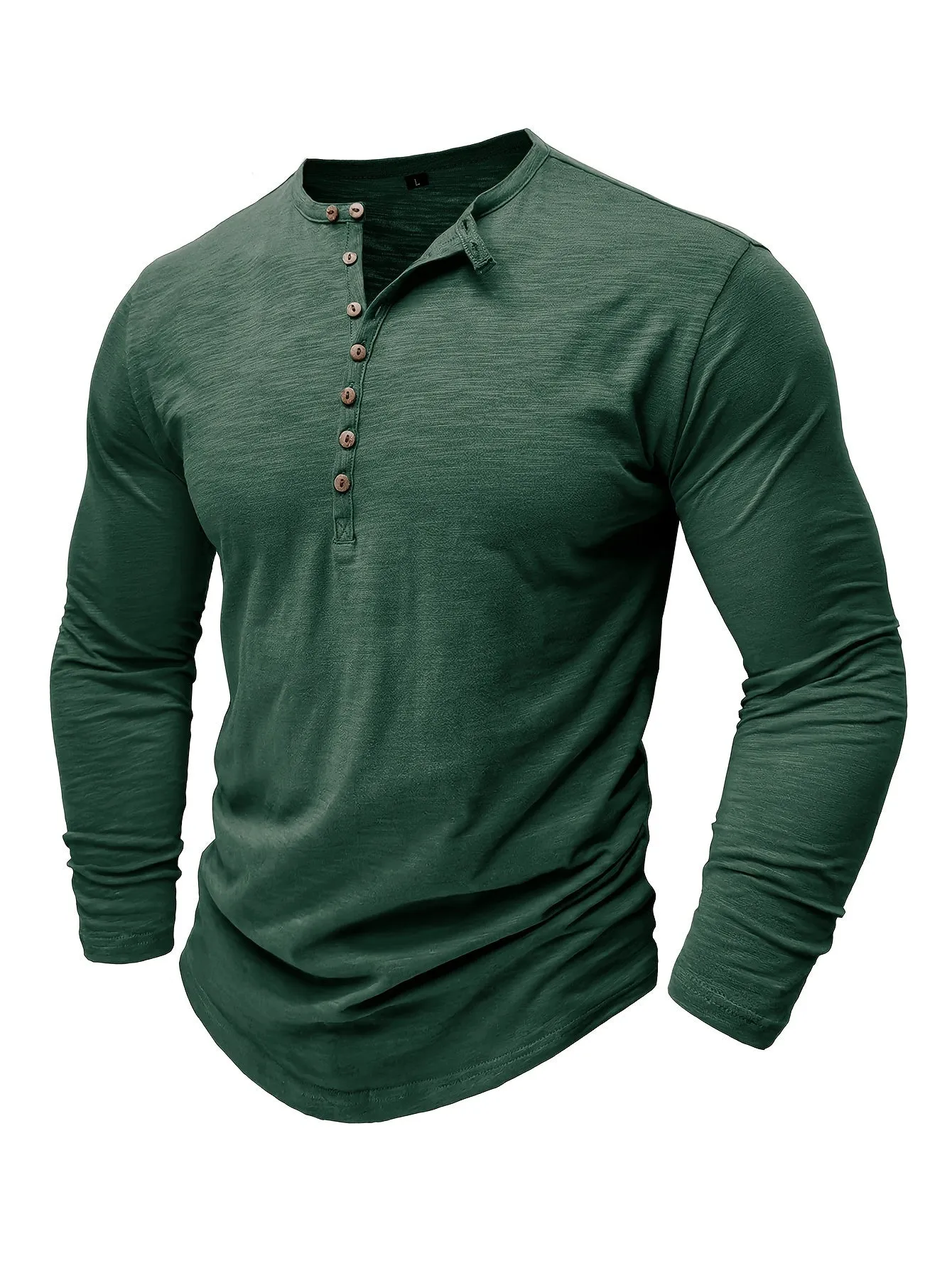 ManWarm - Heren Lange Mouw Casual Henley Shirt met Knopdetail