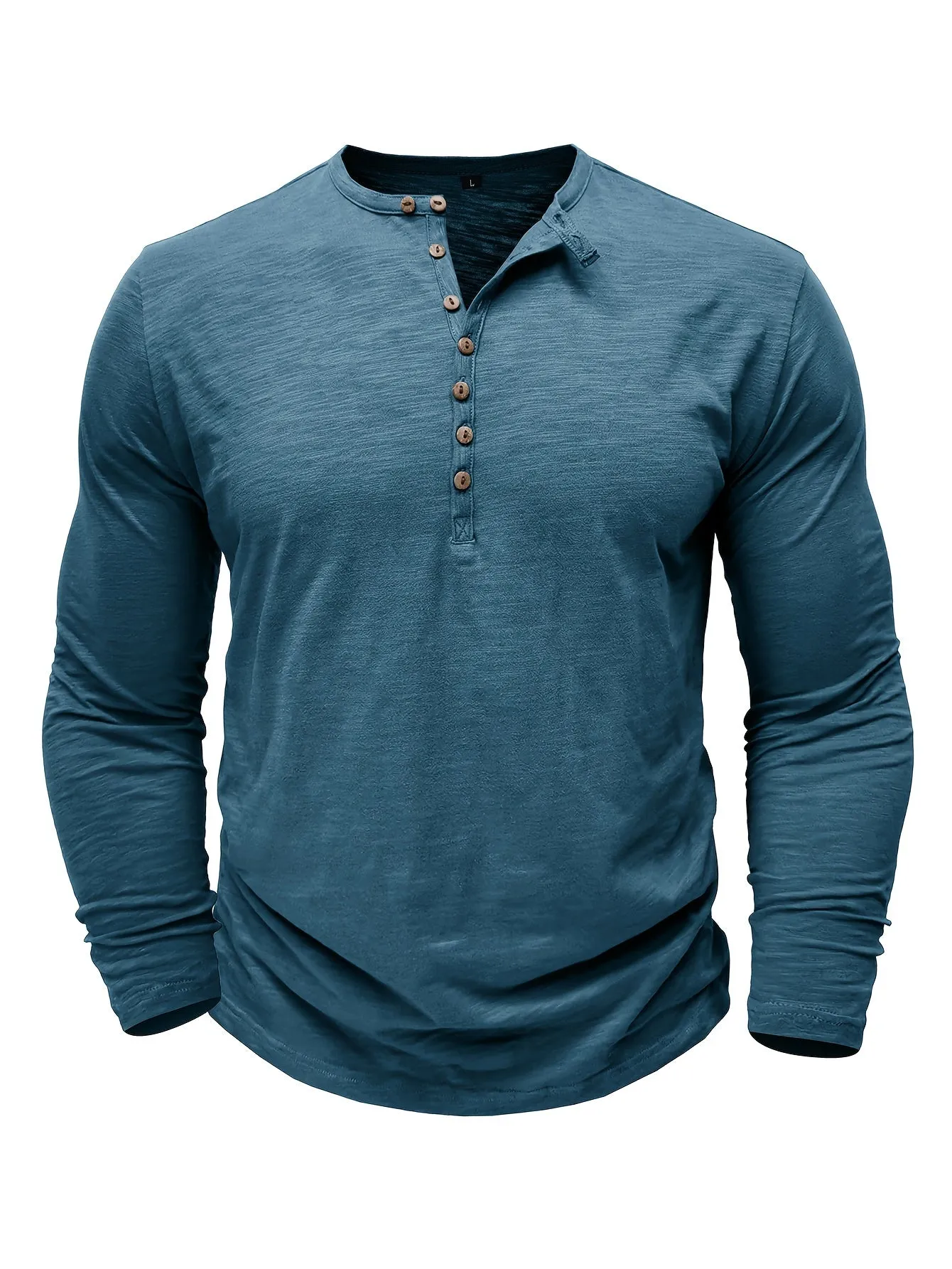 ManWarm - Heren Lange Mouw Casual Henley Shirt met Knopdetail