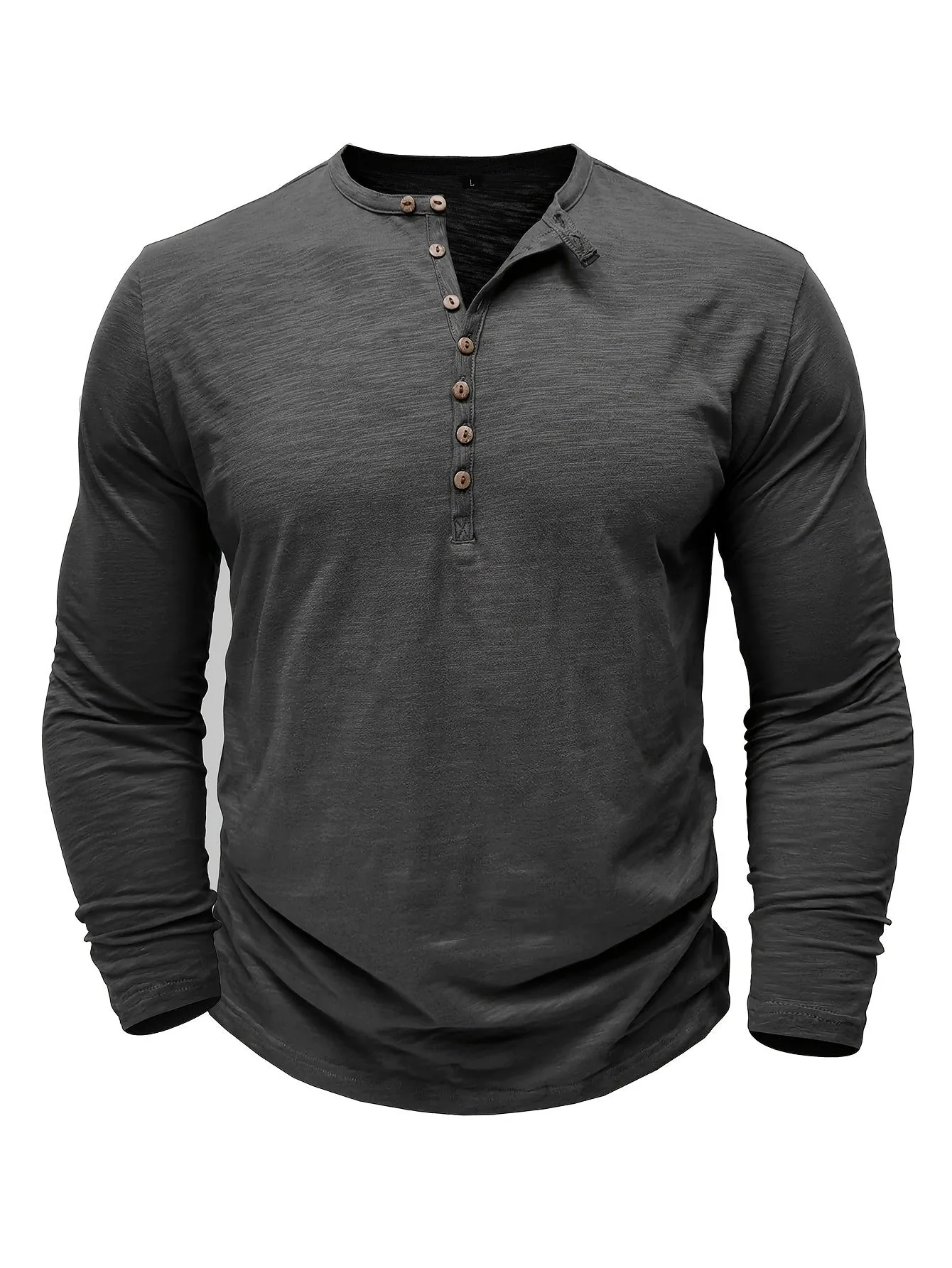 ManWarm - Heren Lange Mouw Casual Henley Shirt met Knopdetail