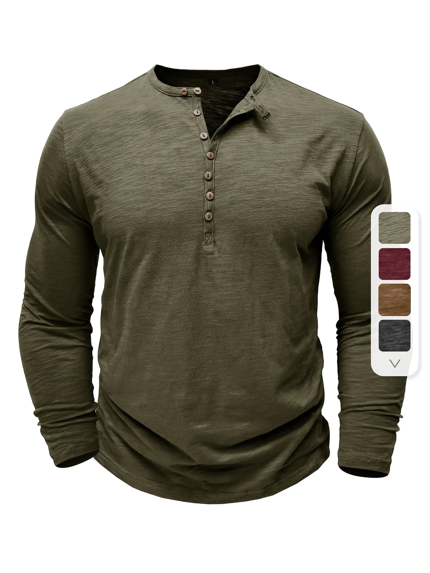 ManWarm - Heren Lange Mouw Casual Henley Shirt met Knopdetail