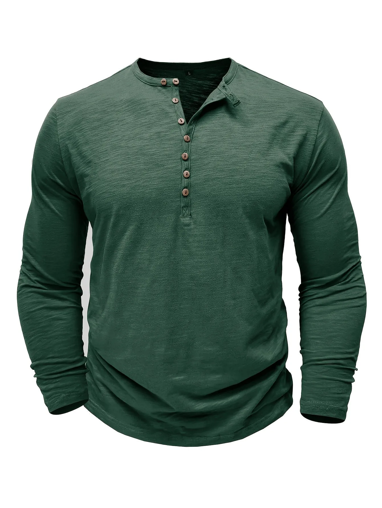 ManWarm - Heren Lange Mouw Casual Henley Shirt met Knopdetail