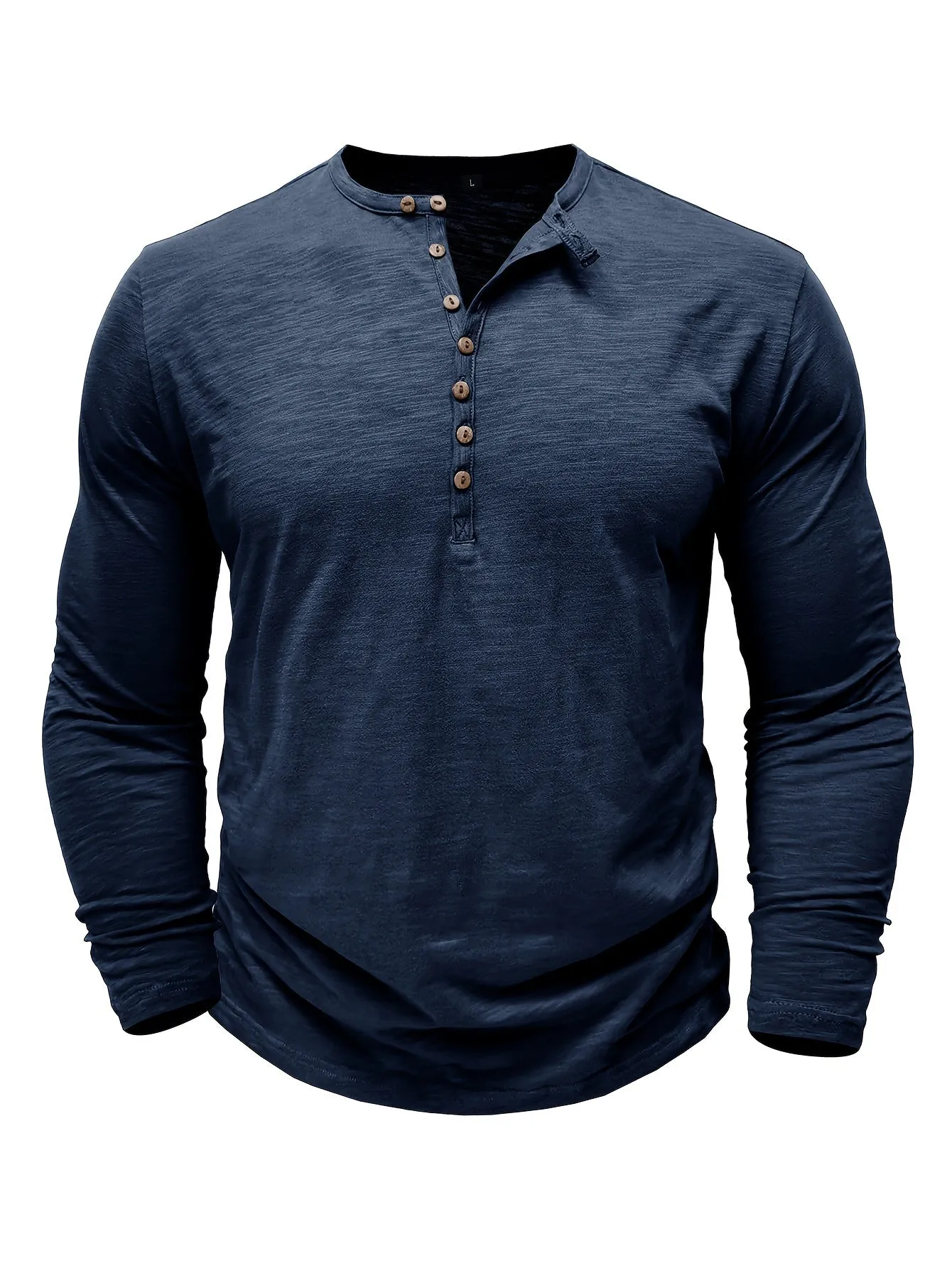 ManWarm - Heren Lange Mouw Casual Henley Shirt met Knopdetail