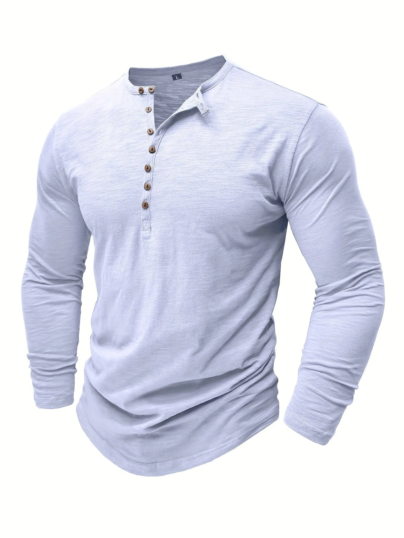 ManWarm - Heren Lange Mouw Casual Henley Shirt met Knopdetail