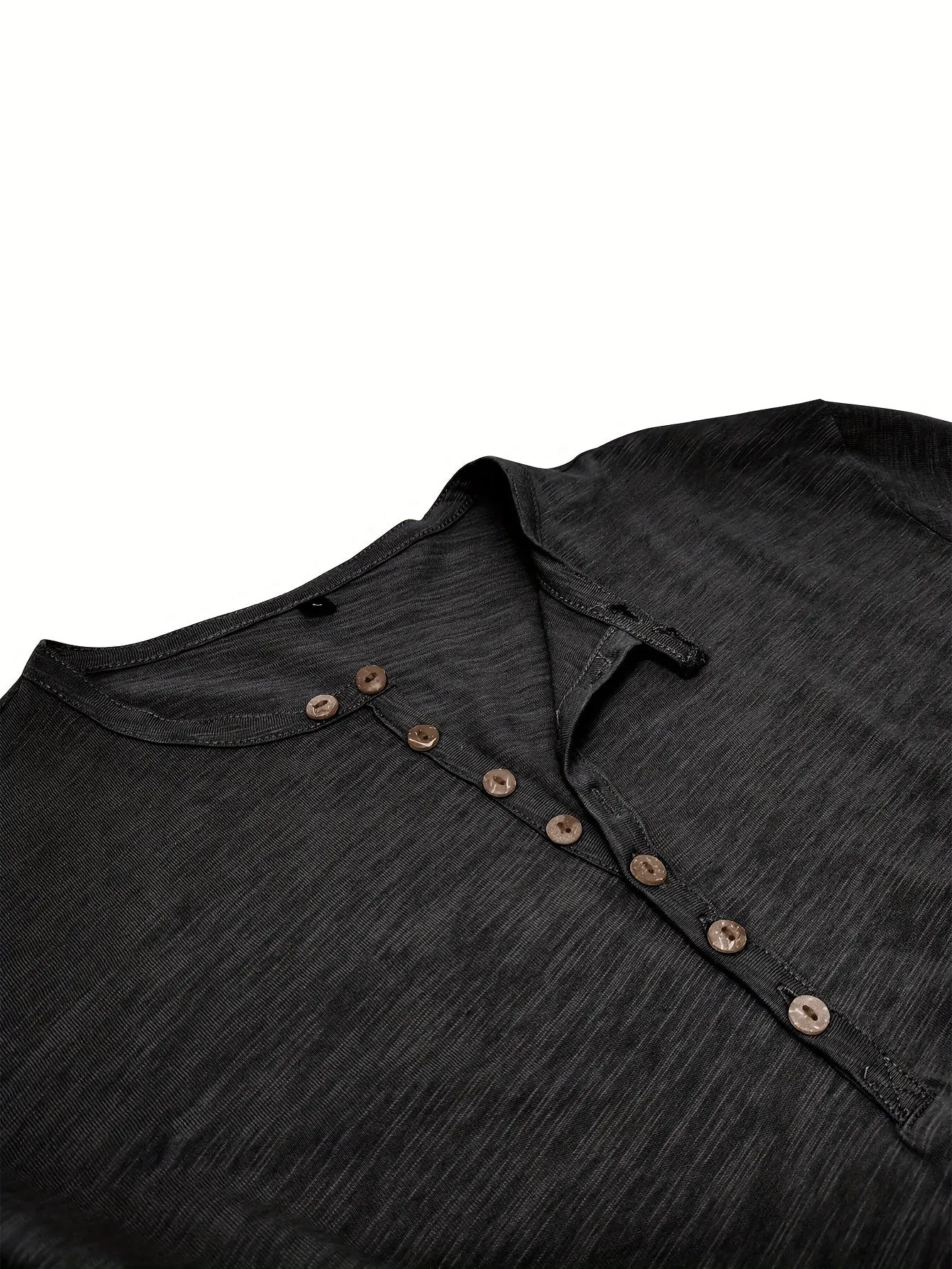 ManWarm - Heren Lange Mouw Casual Henley Shirt met Knopdetail