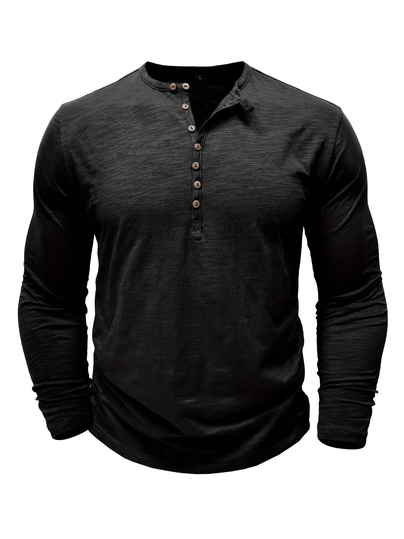 ManWarm - Heren Lange Mouw Casual Henley Shirt met Knopdetail
