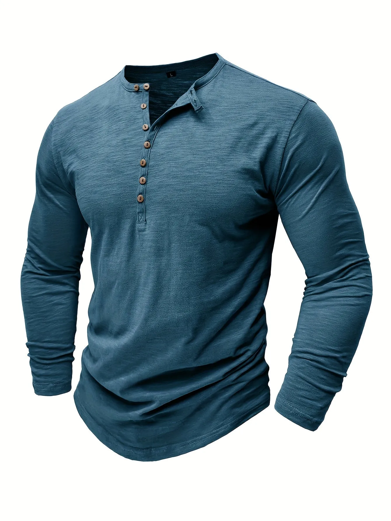 ManWarm - Heren Lange Mouw Casual Henley Shirt met Knopdetail