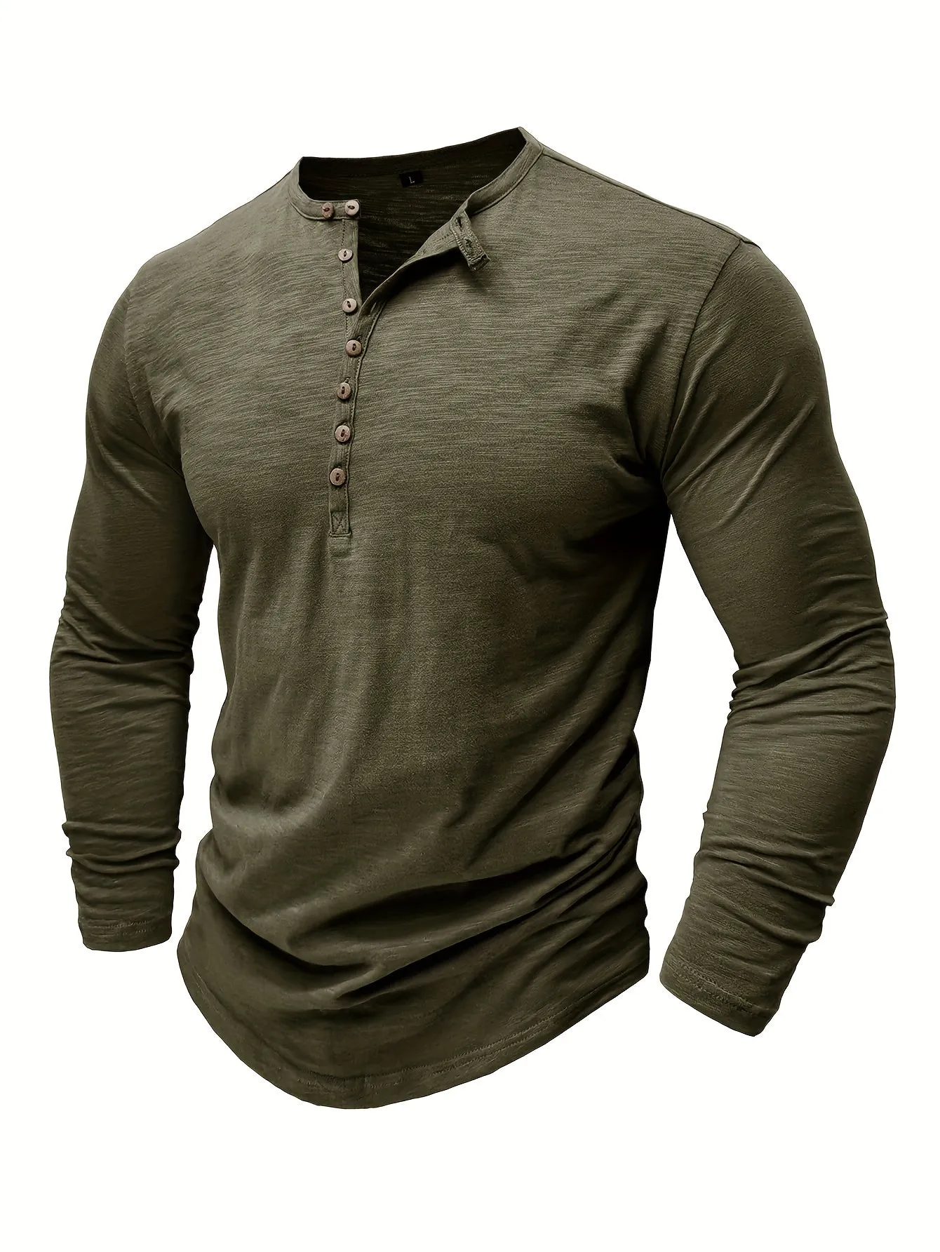ManWarm - Heren Lange Mouw Casual Henley Shirt met Knopdetail