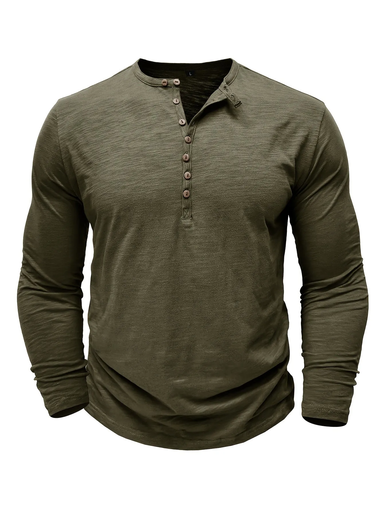 ManWarm - Heren Lange Mouw Casual Henley Shirt met Knopdetail
