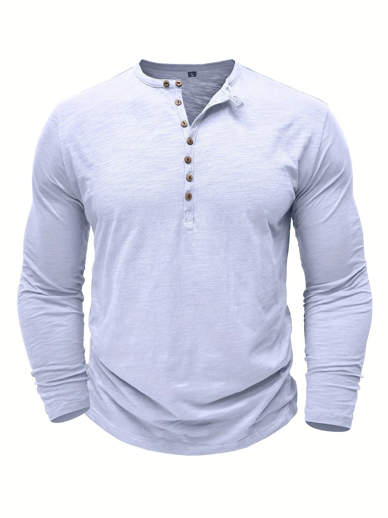 ManWarm - Heren Lange Mouw Casual Henley Shirt met Knopdetail