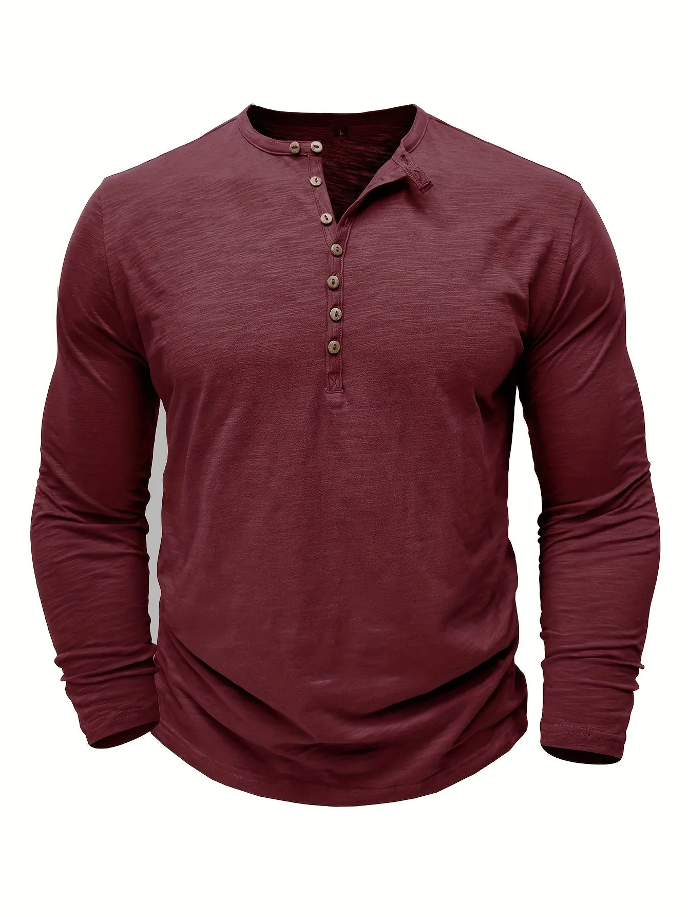 ManWarm - Heren Lange Mouw Casual Henley Shirt met Knopdetail