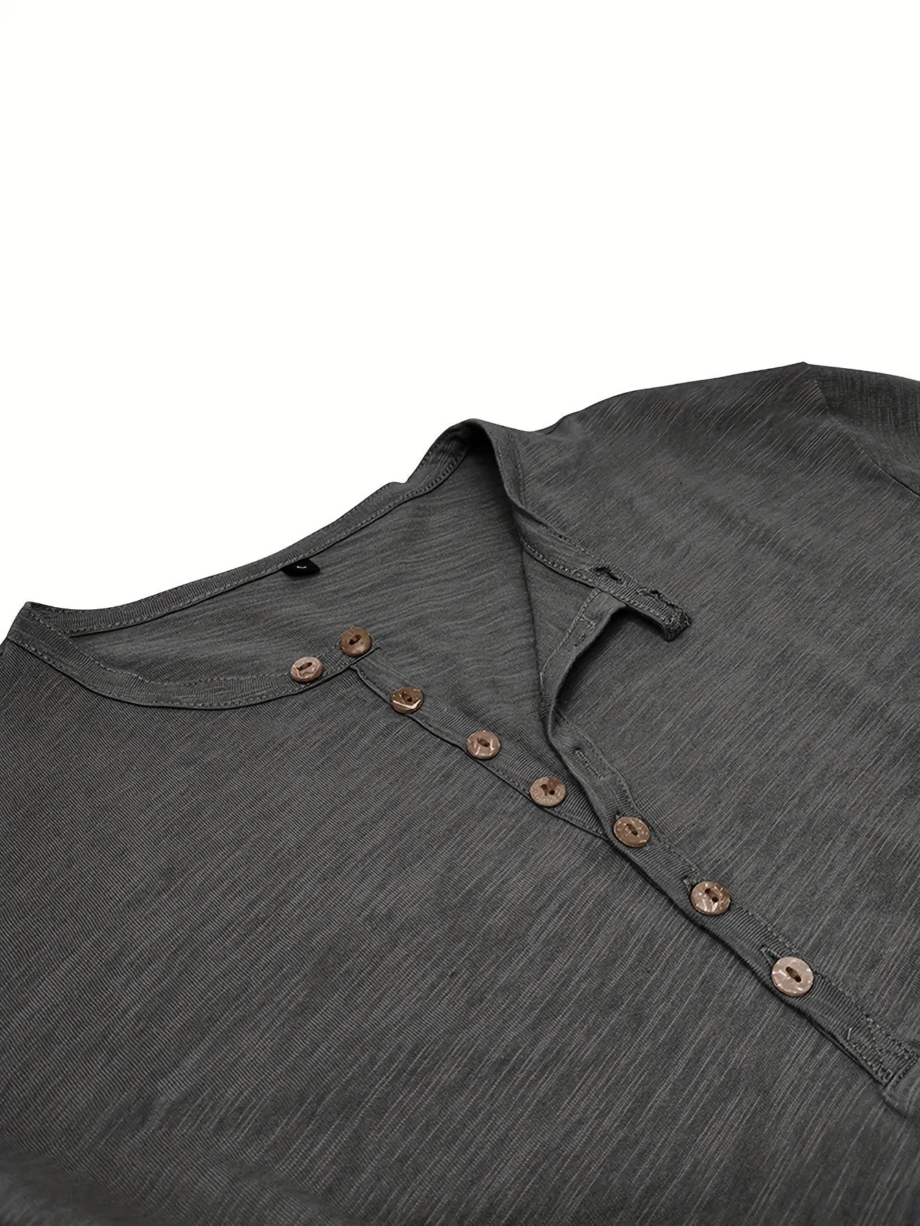 ManWarm - Heren Lange Mouw Casual Henley Shirt met Knopdetail