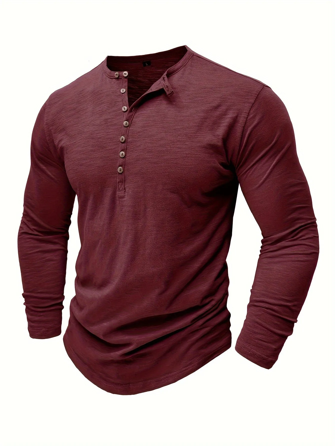 ManWarm - Heren Lange Mouw Casual Henley Shirt met Knopdetail