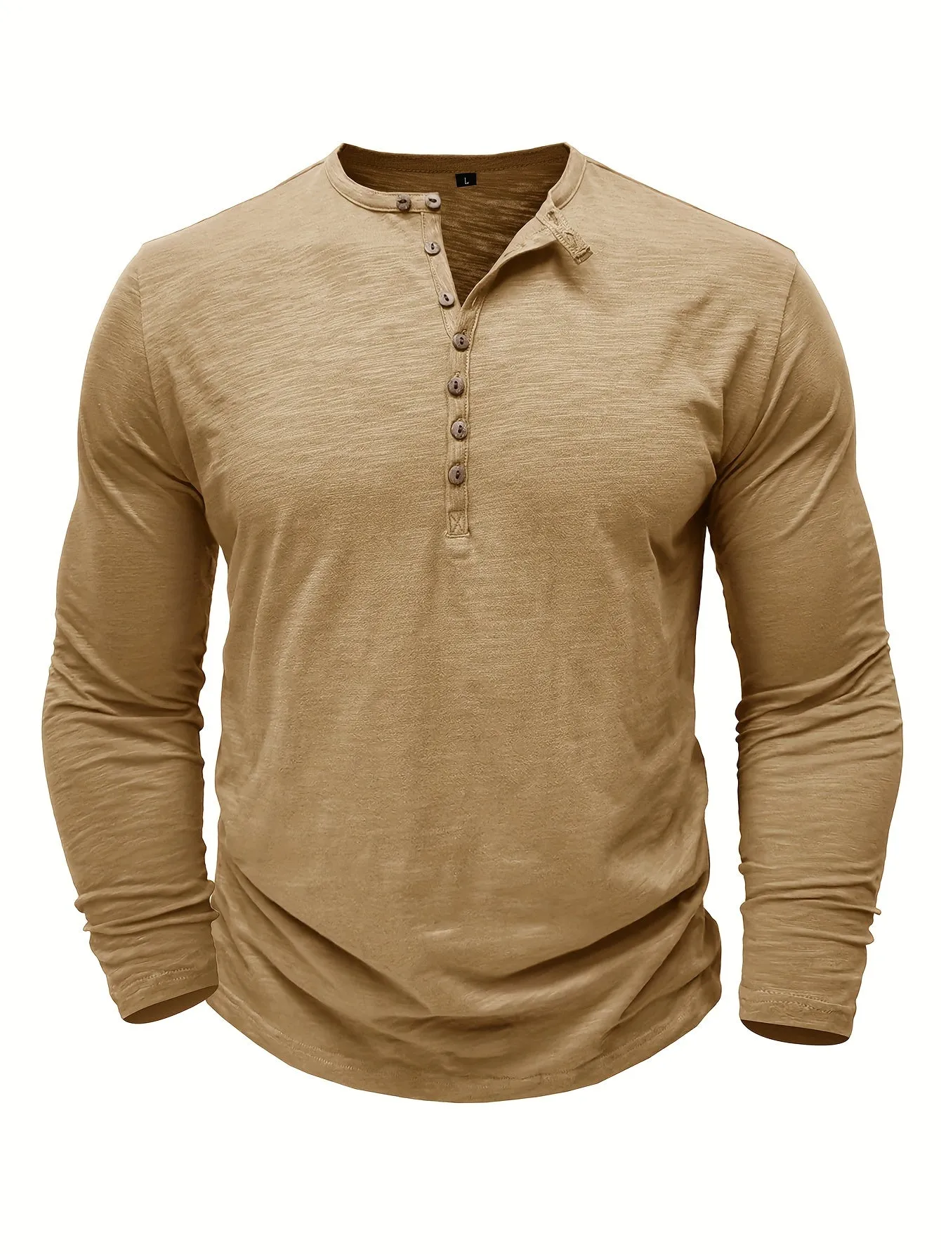 ManWarm - Heren Lange Mouw Casual Henley Shirt met Knopdetail