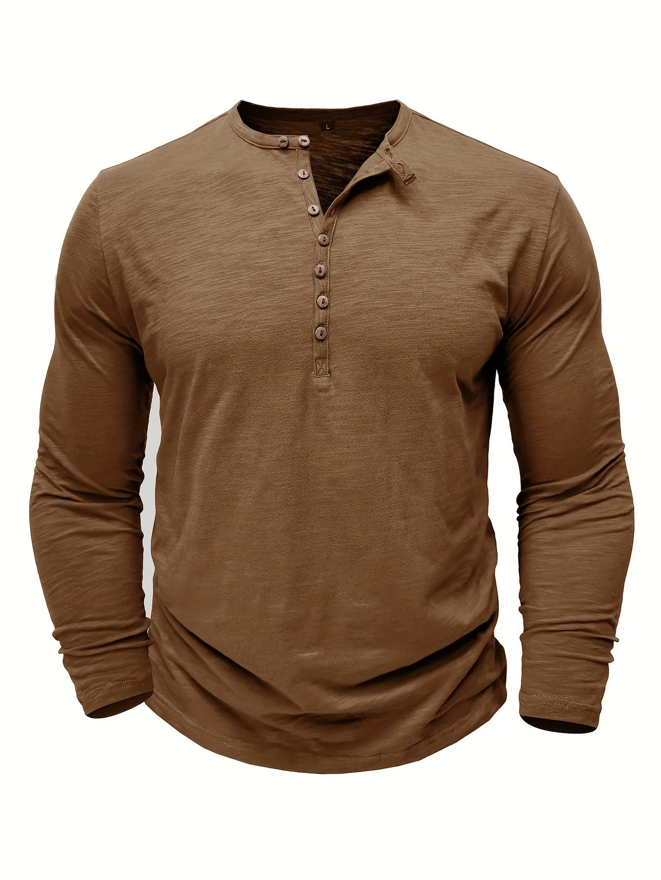 ManWarm - Heren Lange Mouw Casual Henley Shirt met Knopdetail