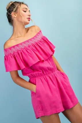 Margaritas in the Sunshine Romper Hot Pink
