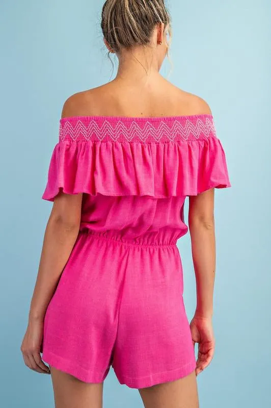 Margaritas in the Sunshine Romper Hot Pink
