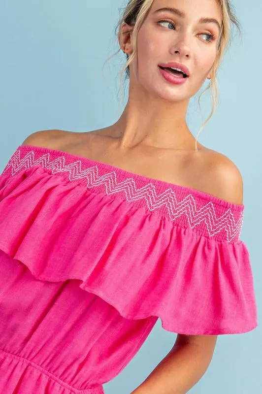 Margaritas in the Sunshine Romper Hot Pink