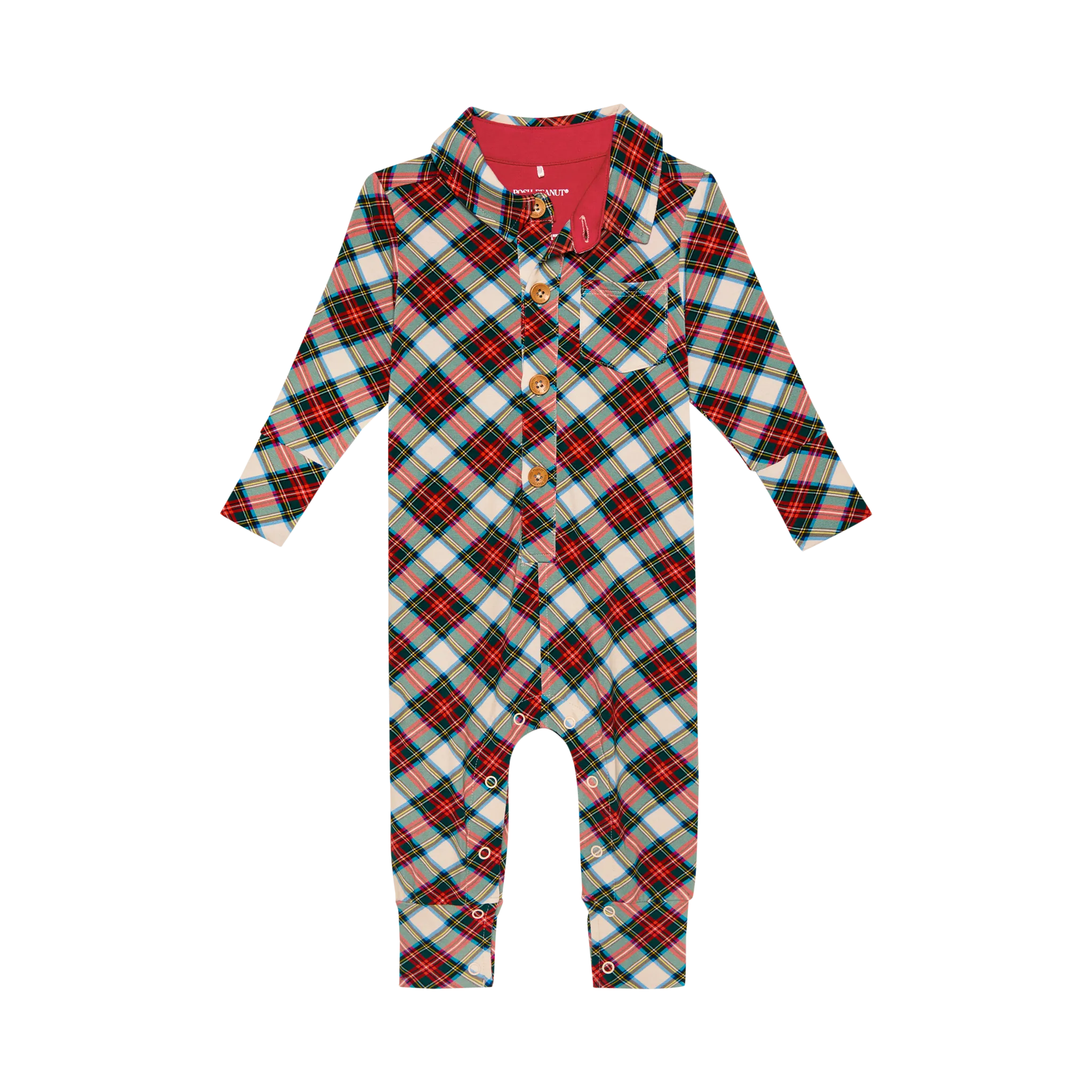 Marqui Long Sleeve Collared Henley Long Romper - Select Size