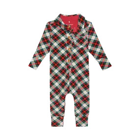 Marqui Long Sleeve Collared Henley Long Romper - Select Size