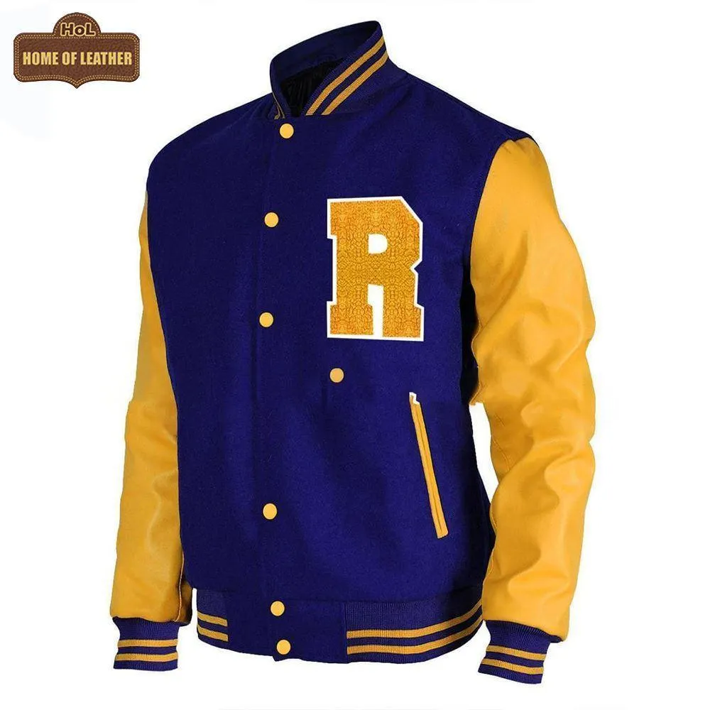 MCJ07 Archie Andrews Riverdale Varsity Bomber R Letterman Summer Real Wool blue Jacket