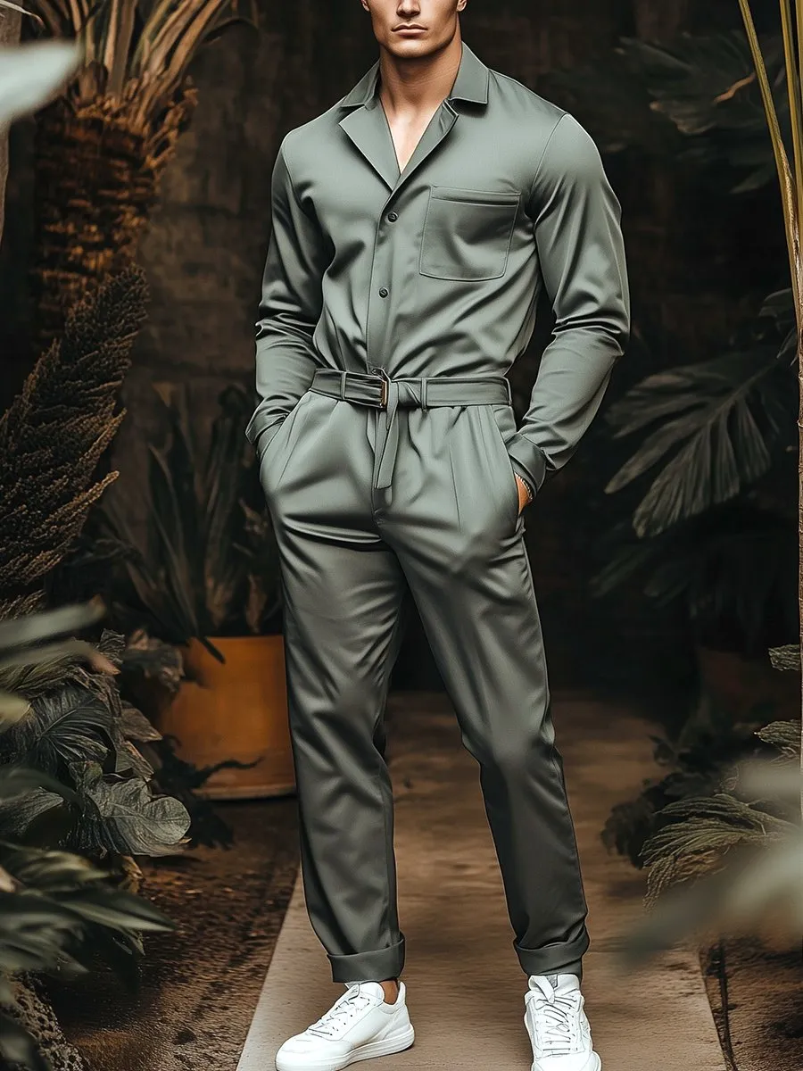 Men's Casual Long Sleeve Jumpsuit