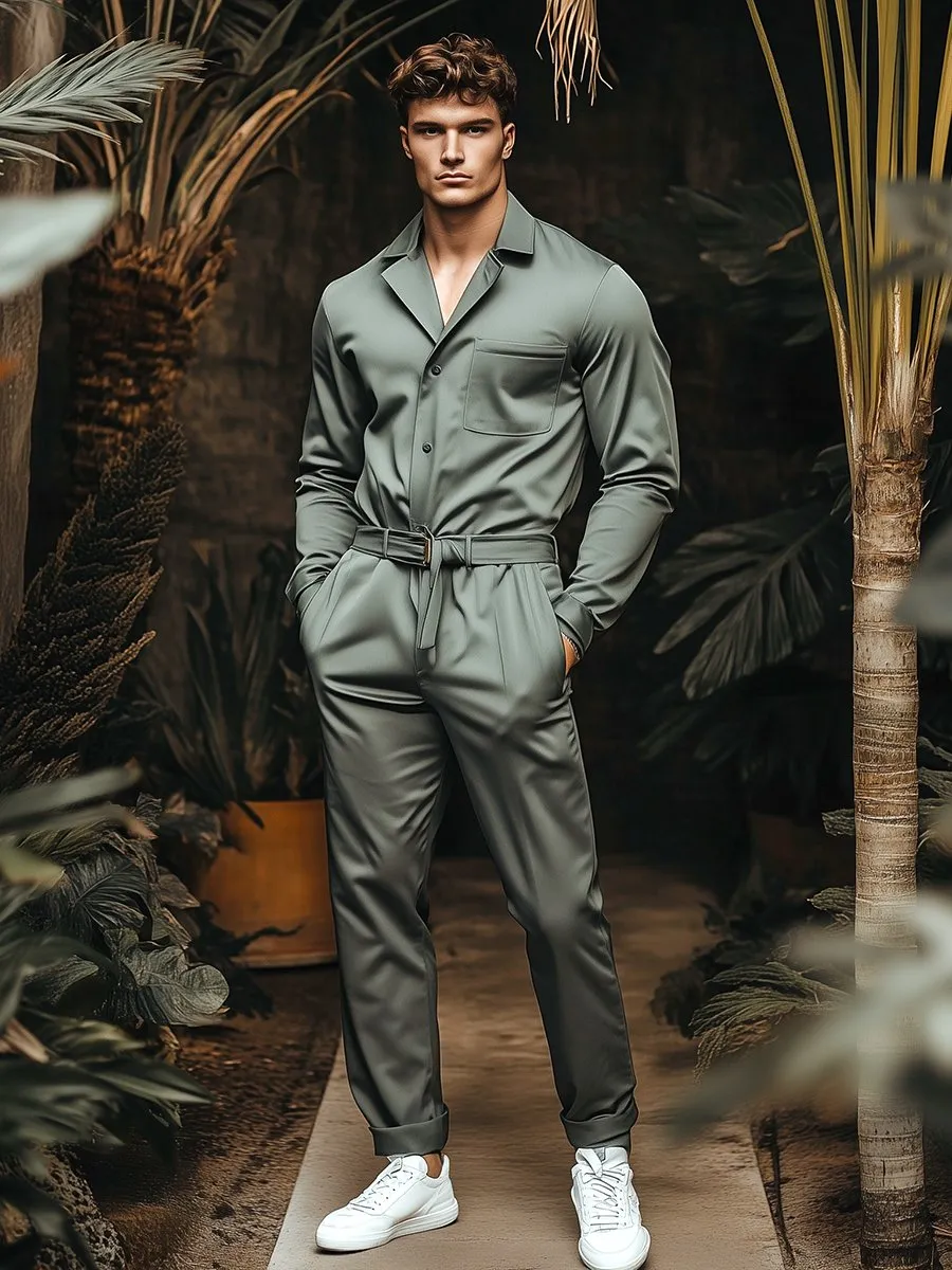 Men's Casual Long Sleeve Jumpsuit