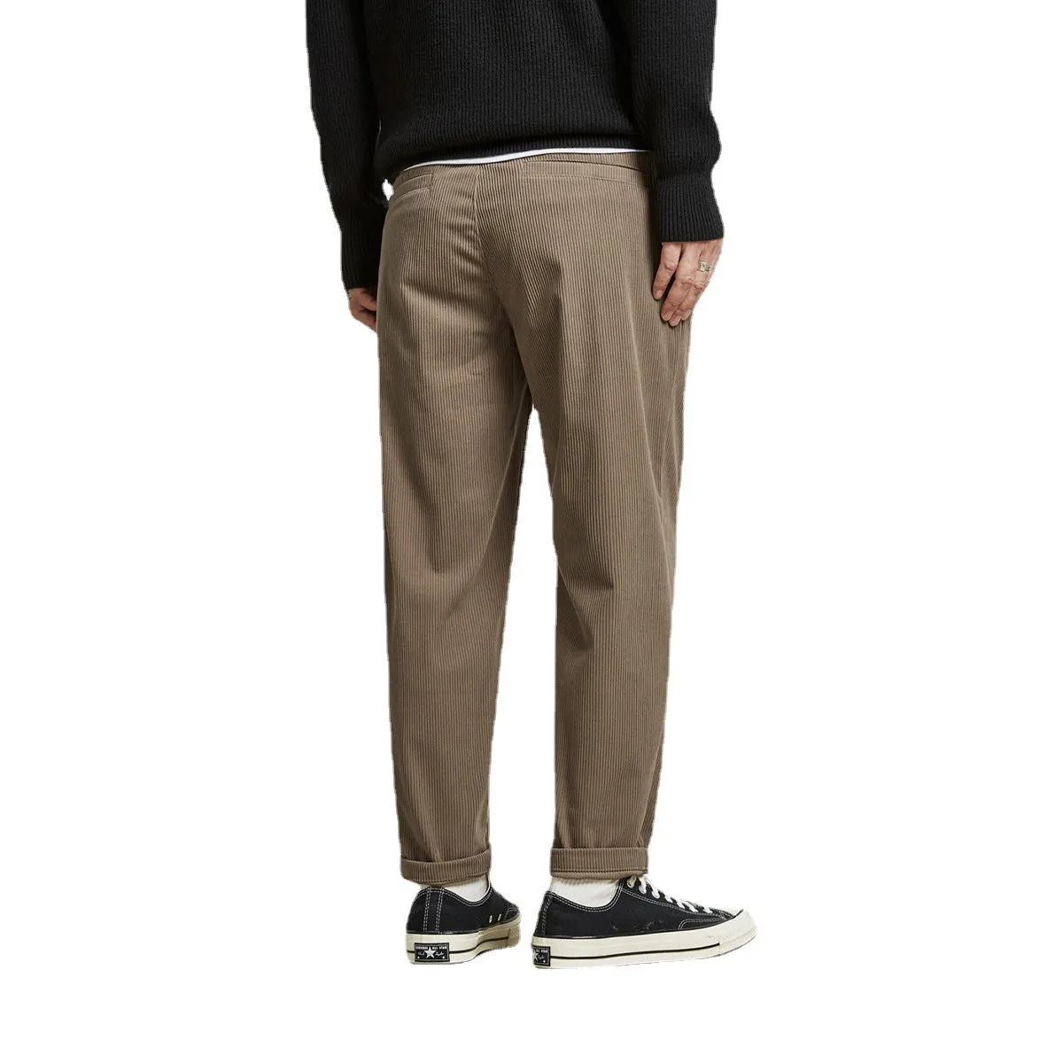 Mens Corduroy Pants Fall Casual Pants Men's Loose Straight Men's Ankle Length Pants