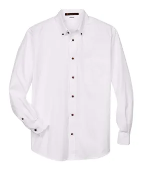 Men's Long-Sleeve Twill Shirt with Stain-Release