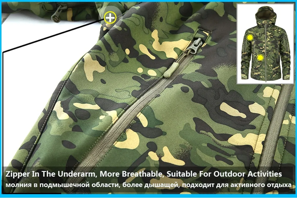 Men's Military Camouflage Fleece Jacket Army Tactical Clothing