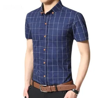 Mens Short Sleeve Checked Shirt