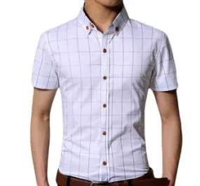 Mens Short Sleeve Checked Shirt