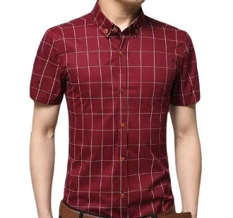 Mens Short Sleeve Checked Shirt
